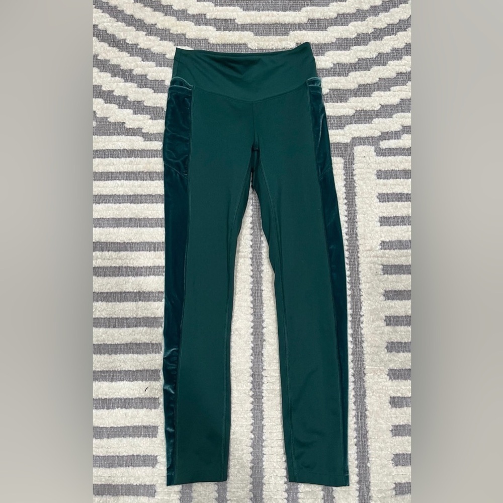 Victorias Secret Pink Cozy Forest Green Velvet Velour Ultimate High Rise Legging